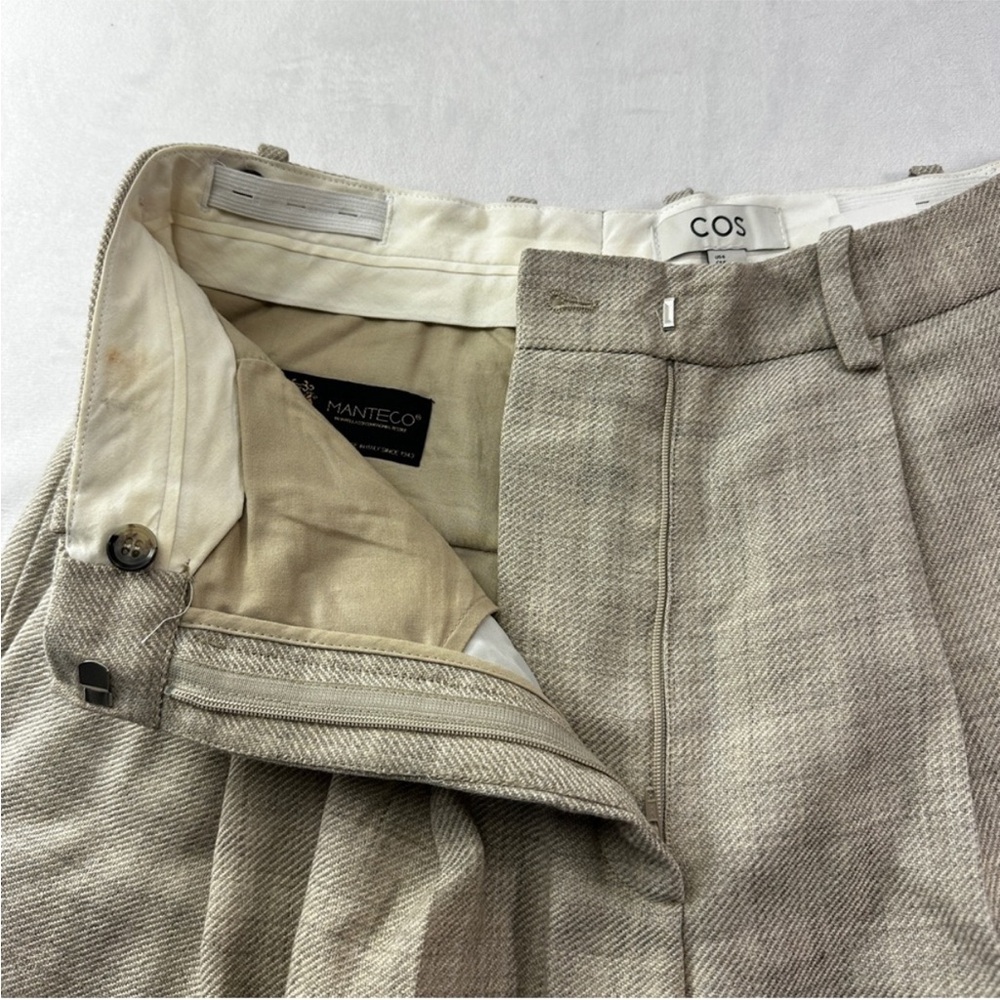 COS Wide Leg Wool Trouser Pant Tan / Gray size 6 US - Picture 10 of 11